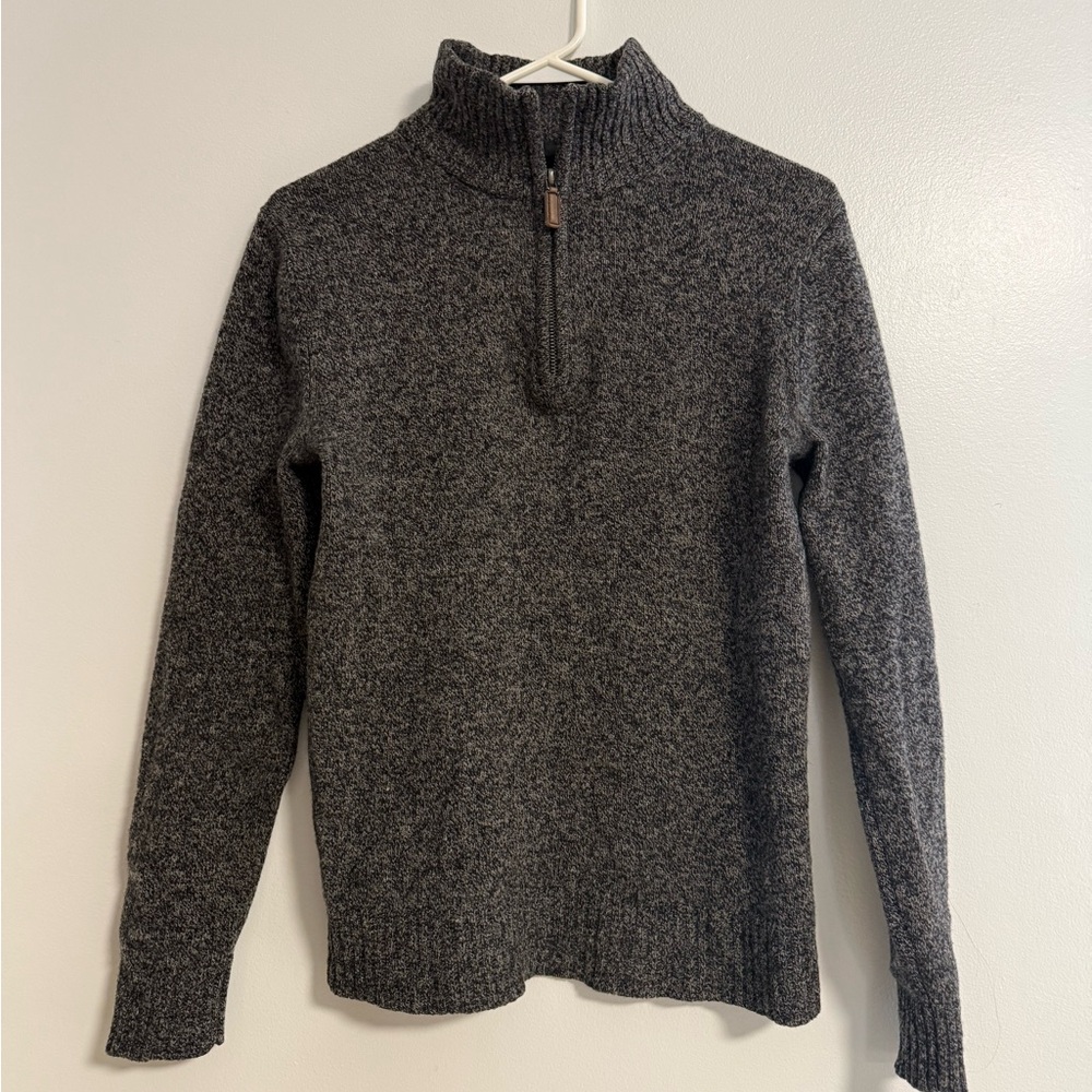J. Crew Men’s  Lamb’s Wool Dark Gray Slim Half Zip Knit Sweater